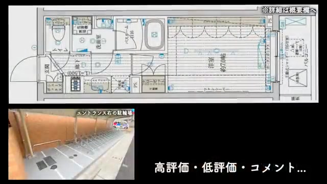 1K賃貸マンション内見の駐輪場（室内・外観の様子）