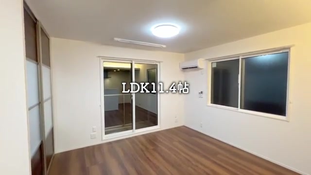 1LDK賃貸アパート内見のリビングダイニング（室内・外観の様子）