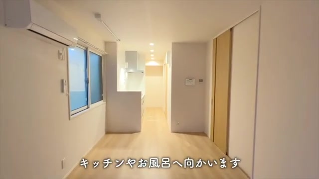 1R賃貸アパート内見のキッチン（室内・外観の様子）