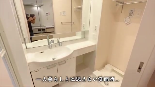 1R賃貸アパート内見の洗面所（室内・外観の様子）