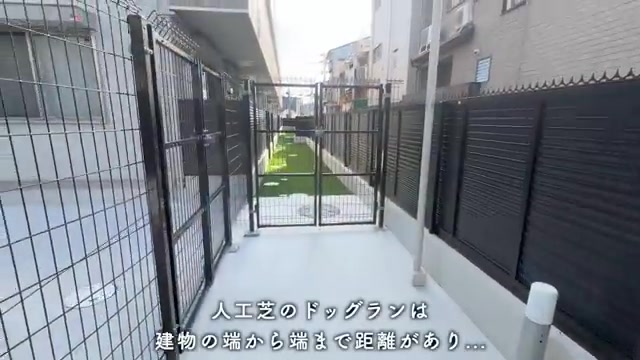 D-ROOM嵯峨嵐山の共用ドッグラン（室内・外観の様子）