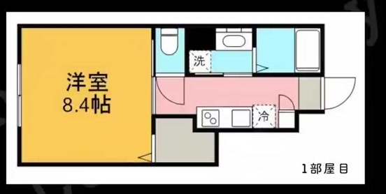 間取り図(1K+WIC・洋室8.4帖)