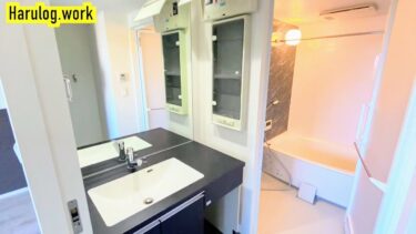 【リーブル博多駅前】巨大ミラー付きの洗練された洗面台の賃貸マンション