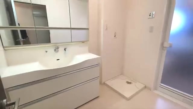 賃貸物件の内見動画の洗面所（室内・外観の様子）