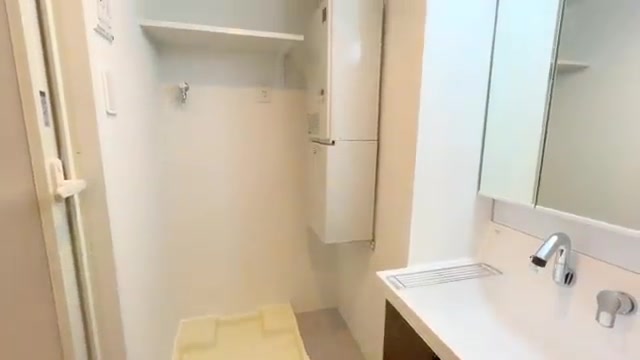 賃貸マンション内見の洗面室（室内・外観の様子）