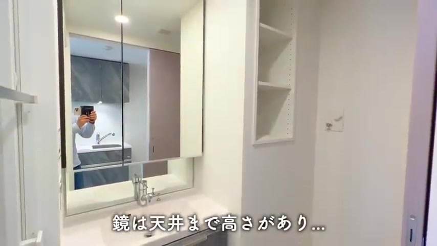 賃貸マンション内見の洗面所（室内・外観の様子）