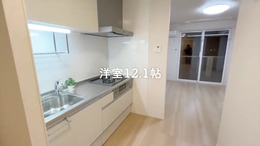 賃貸アパートの内見のキッチン(室内・外観の様子)