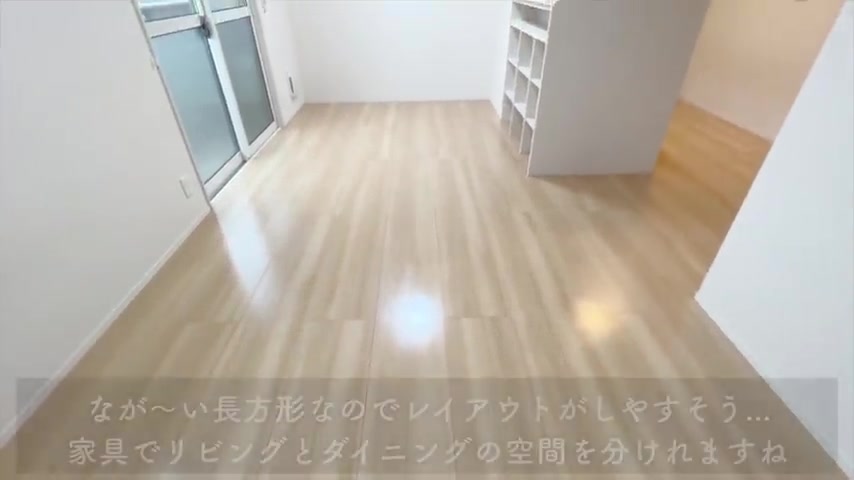 賃貸アパートの内見のリビング（室内・外観の様子）