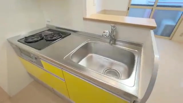 賃貸アパートの内見のキッチン(室内・外観の様子)