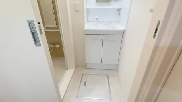 賃貸物件の内見動画の洗面所（室内・外観の様子）