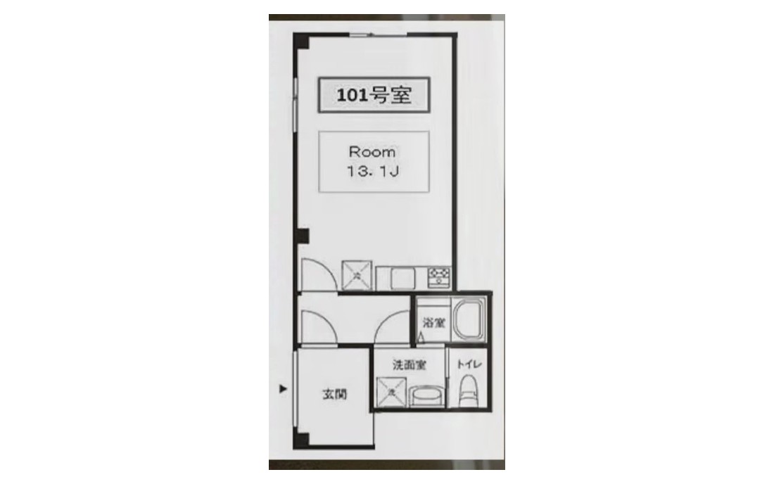 板橋区熊野町の賃貸ワンルーム(猫・DIY可) 間取り図