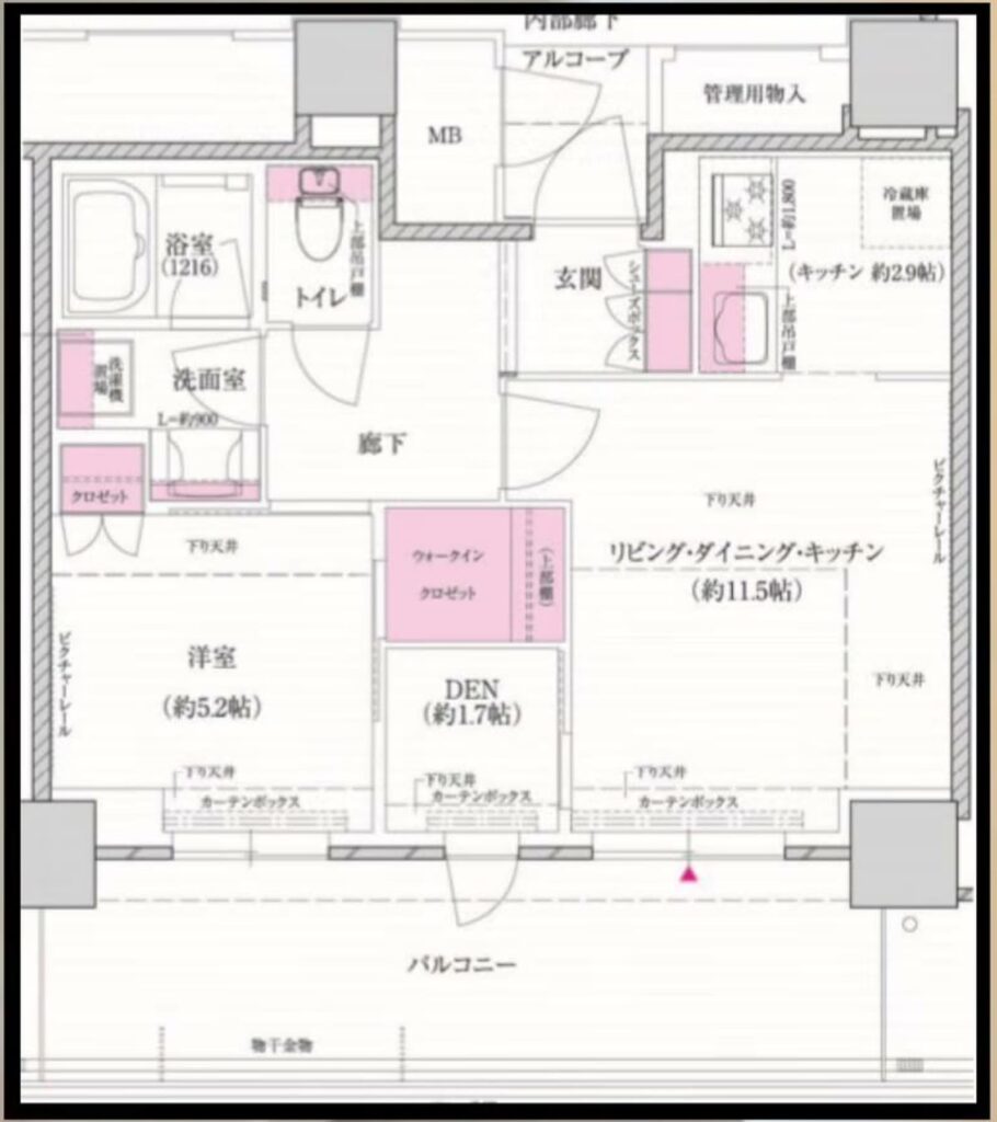 THE TOWER HIRAKATA 1LDKの間取り図