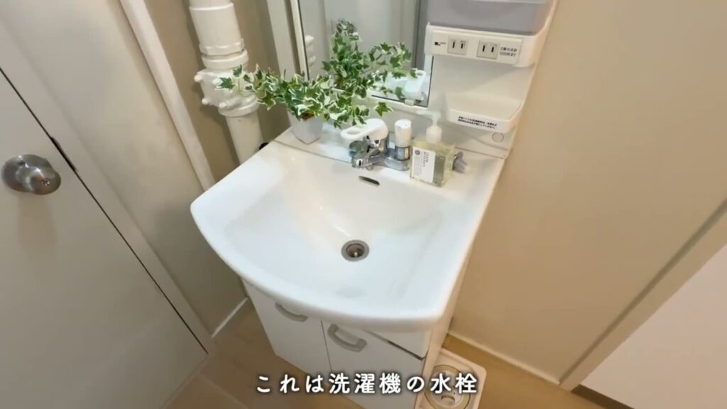 岩成台団地 1LDKの洗面台と鏡