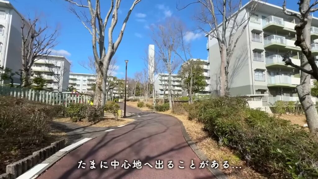 緑苑東 2LDKの団地内の遊歩道
