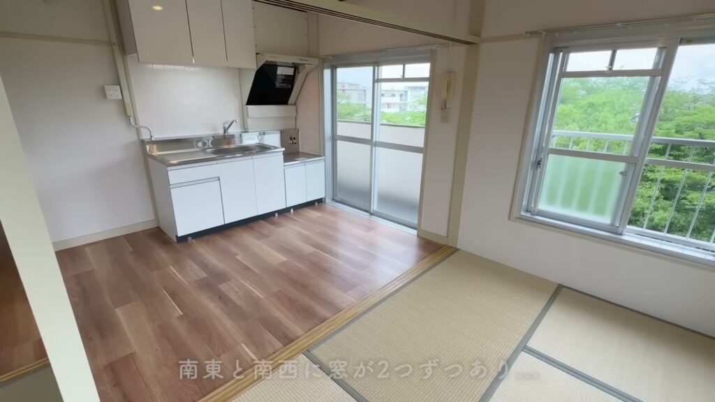 取手井野団地 3K+SFの南東と南西の窓