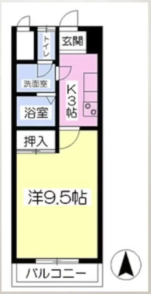 ハーモニーコート 1Kの間取り図