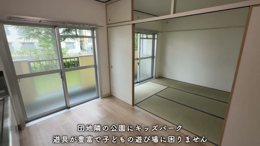中登美第3 3DKの和室6畳（南側）
