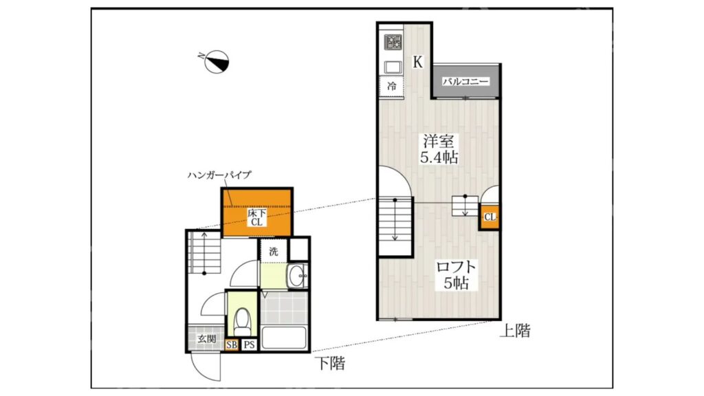 ADC熊本プリマ 1Kの間取り図