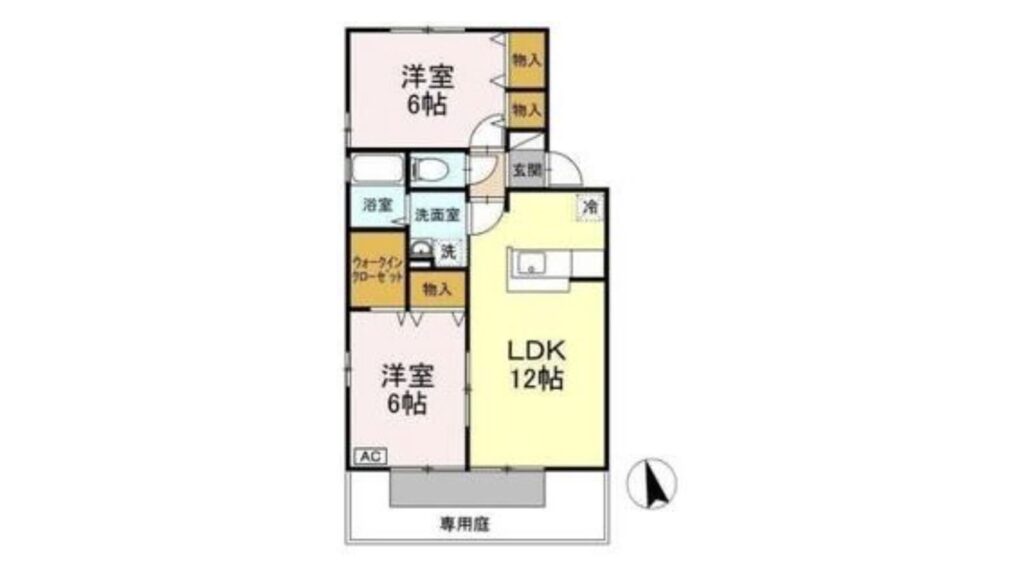 ヴィーブル石田 2LDKの間取り図