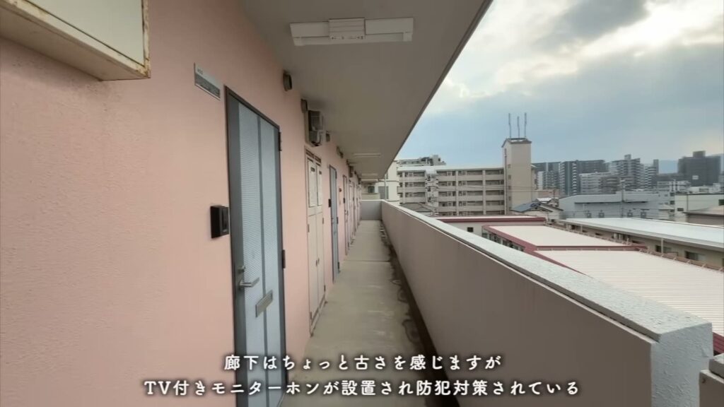 RJR大橋東 1Kの共用廊下