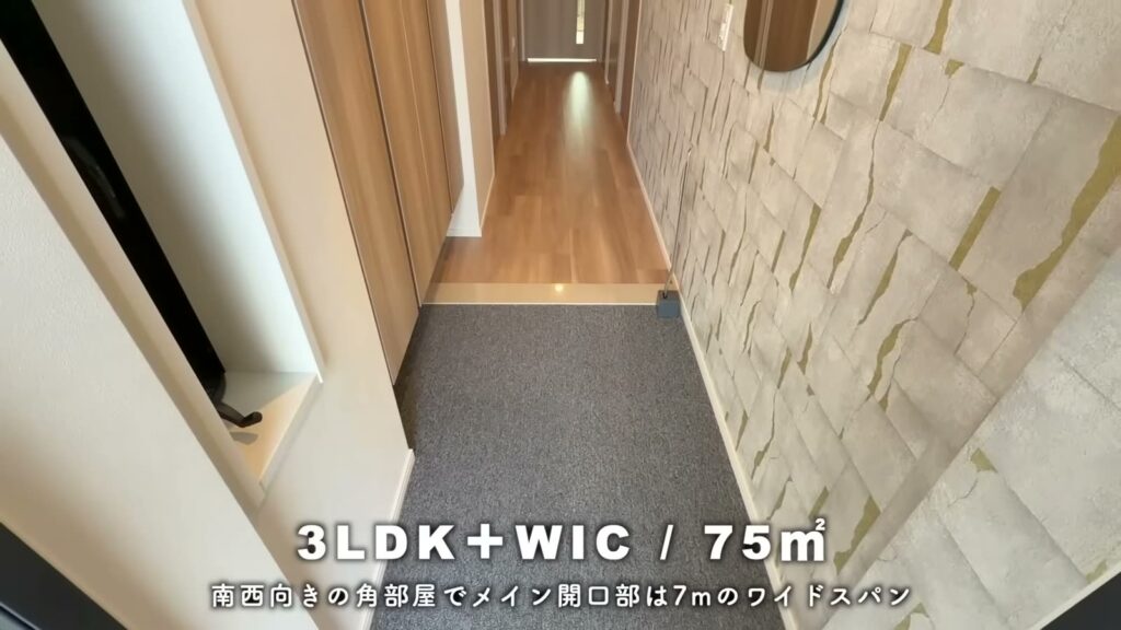 レ・ジェイド南港 3LDKの玄関から廊下