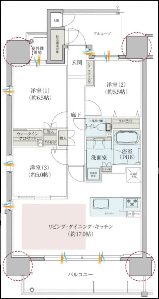 レ・ジェイド南港 3LDKの間取り図