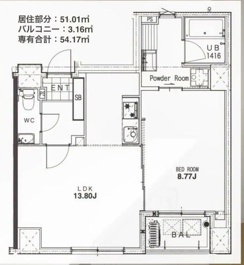 クラス天文館 1LDKの間取り図