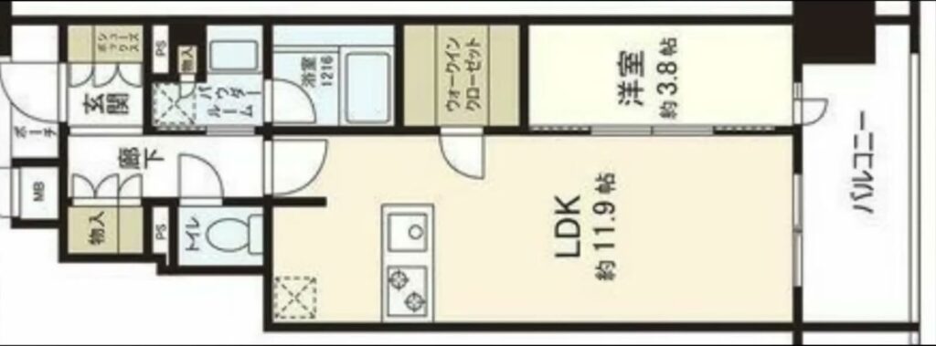 MJR博多ザ・レジデンス 1LDKの間取り図