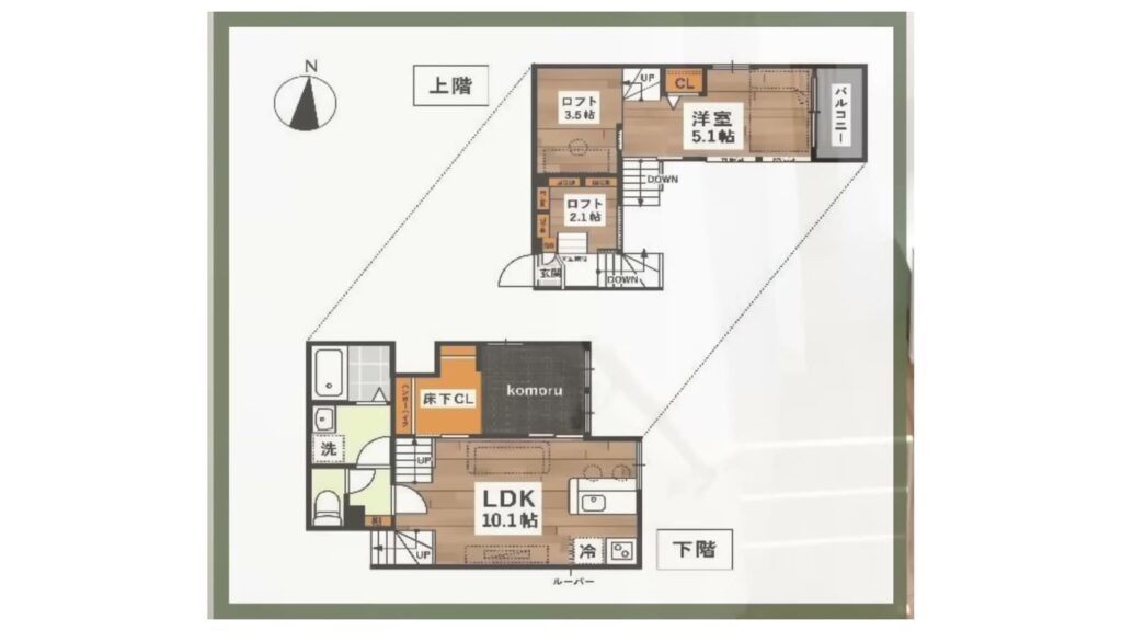 ADC西熊本IBUKI 1LDKの間取り図