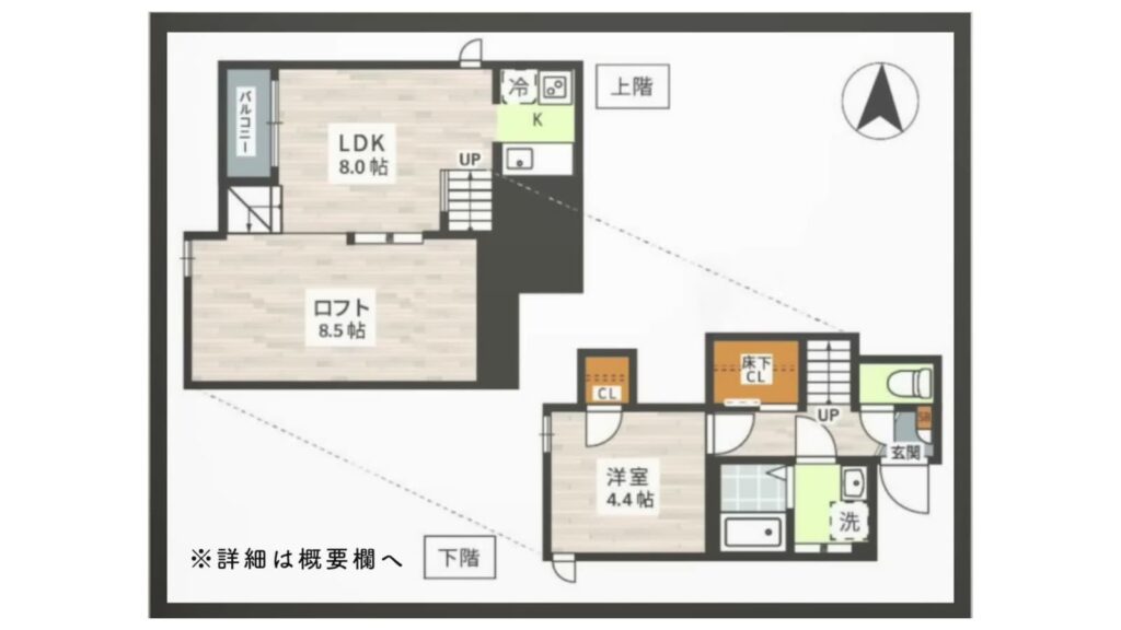 ADC日進グロース 1LDKの間取り図