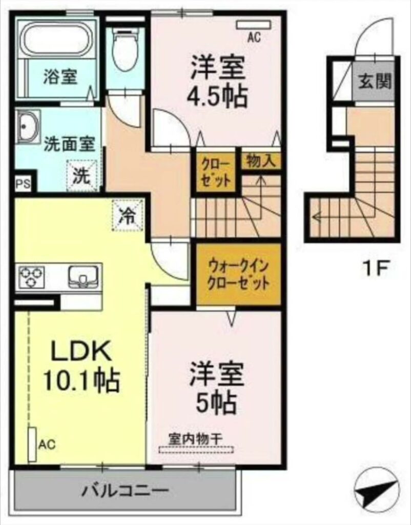 D-room唐原B棟 2LDKの間取り図