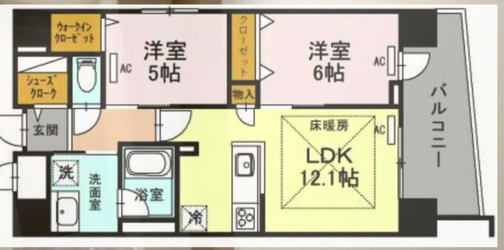 2LDKの間取り図