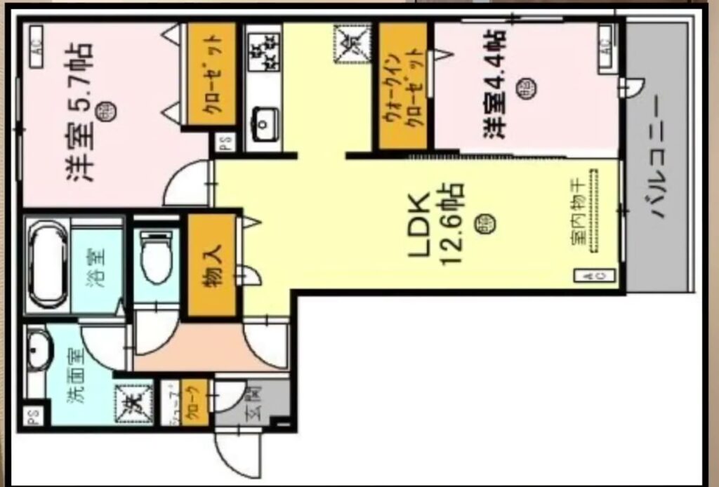 プルミエール上賀茂 2LDKの間取り図