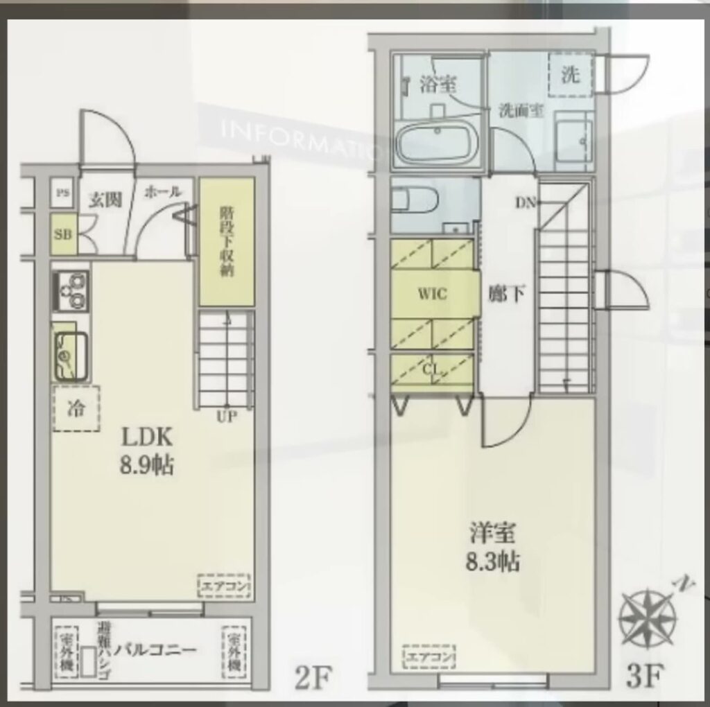 カスタリア旗の台 1LDKの間取り図