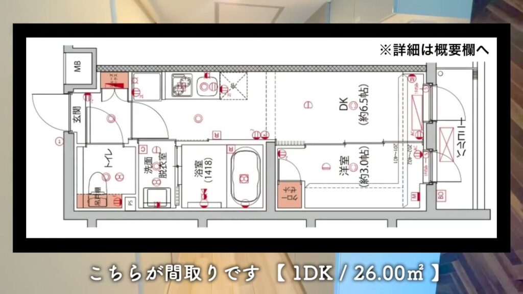 中野本町パークサイドレジデンス 1DKの間取り図
