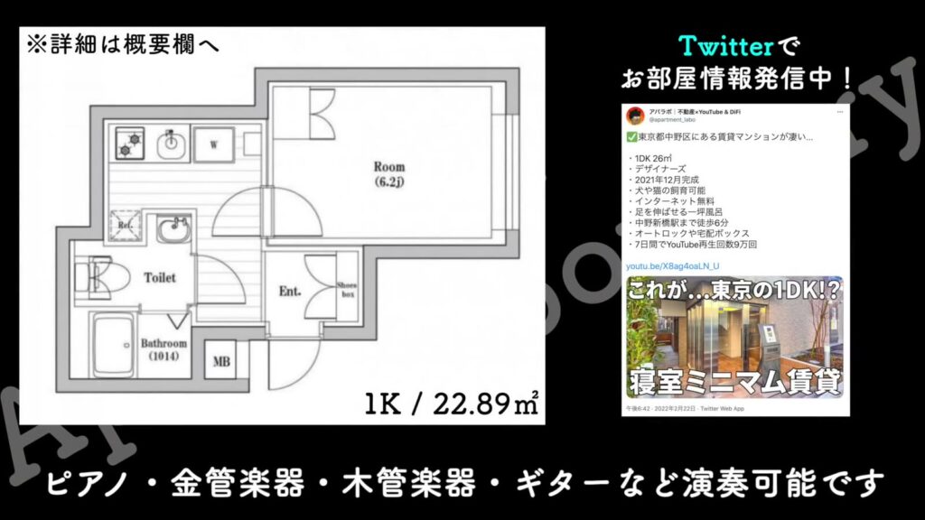 ハーモニーフラッツ赤羽 1Kの間取り図