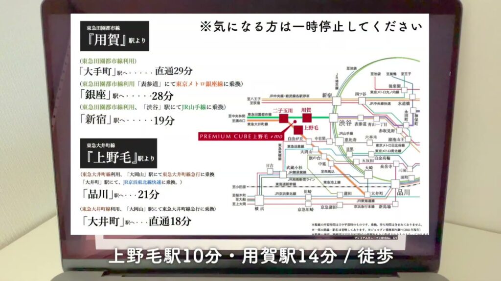 PREMIUM CUBE 上野毛 #mo 1DKの路線図