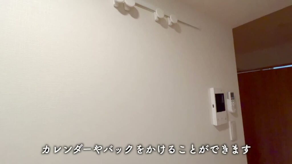 ハーモニーレジデンスパレスフロント 1LDKの壁のフックとモニターフォン