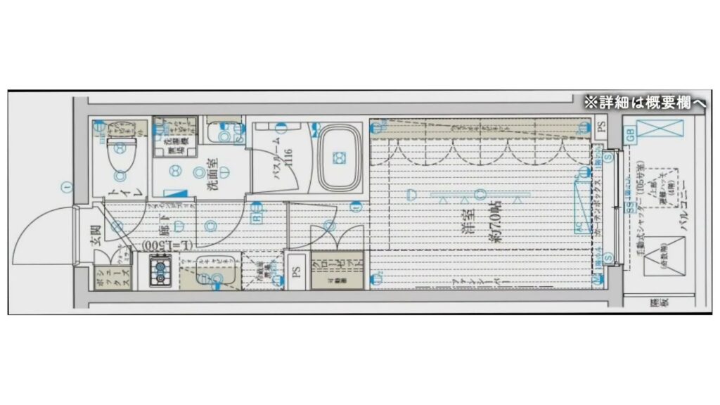 渋谷区笹塚の1K 1Kの間取り図