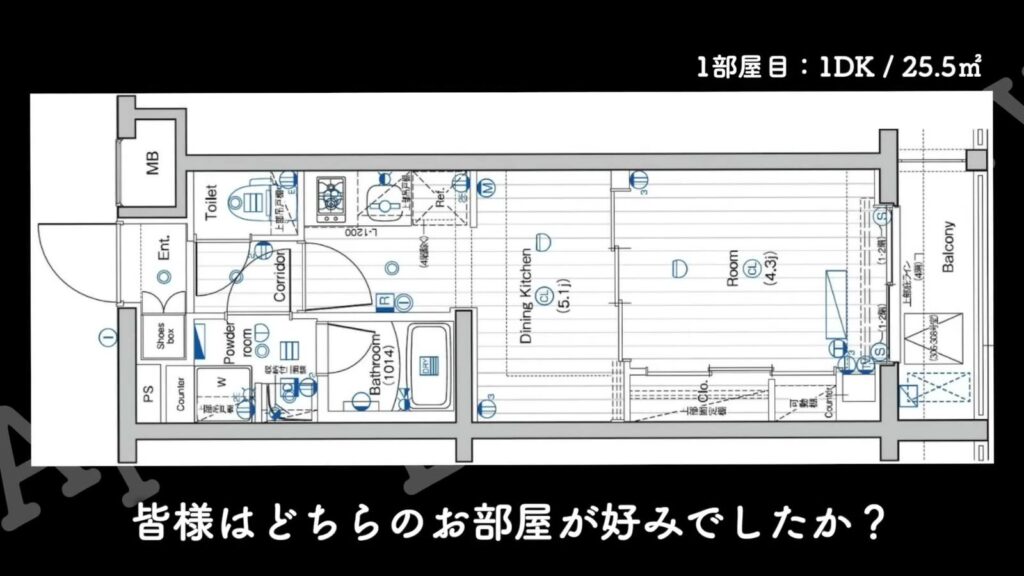 プレミアムキューブ大岡山DEUX 1DKの間取り図