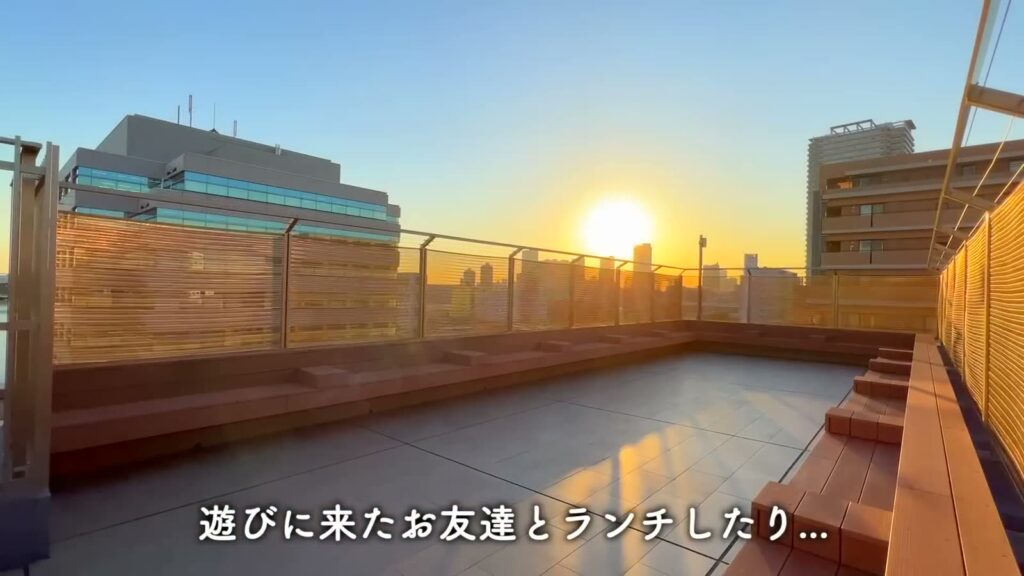 潮見の賃貸マンション 1DKの夕日のテラス