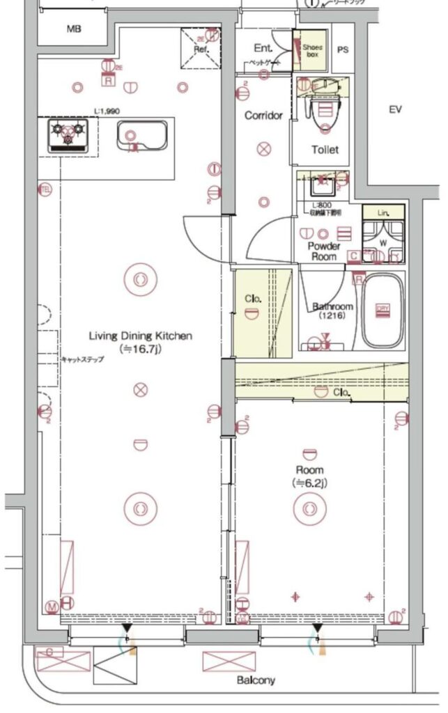 イヌネコヒルズ 1LDKの間取り図