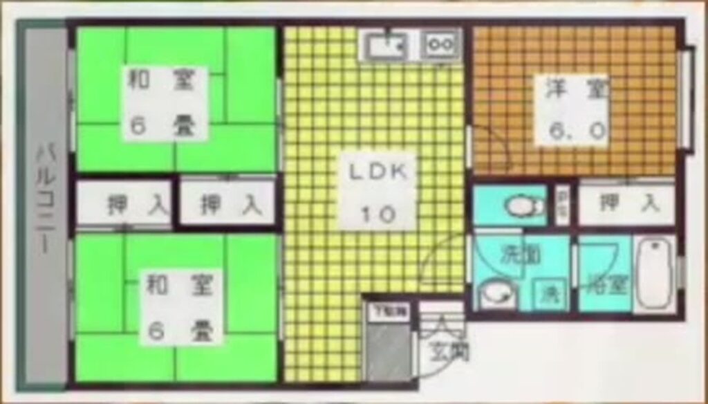 鴨原マンション 3LDKの間取り図