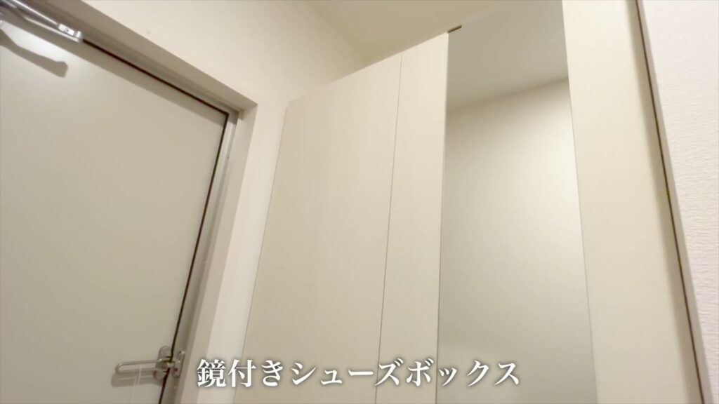 1LDKの鏡付きシューズボックス