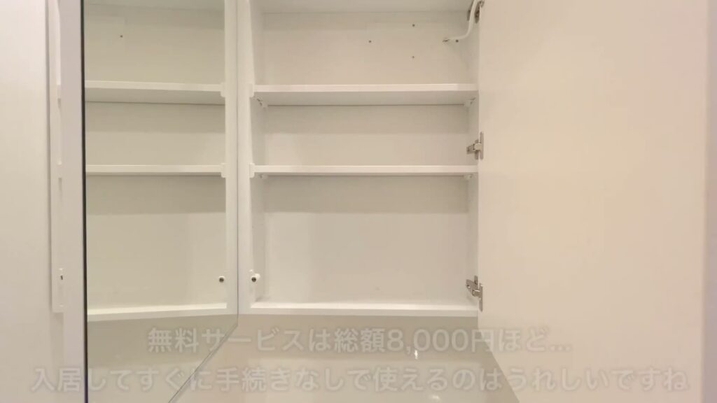 広島市東区の1R 1Rの鏡裏の収納