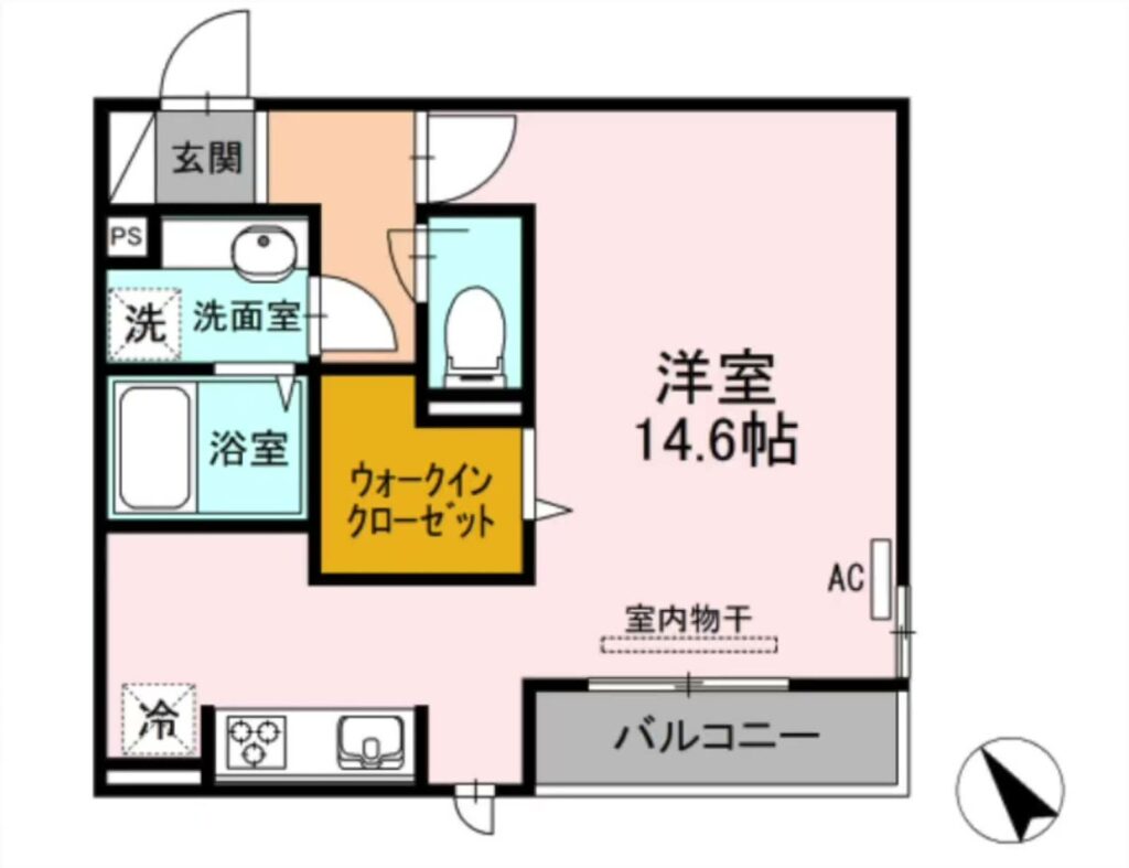 広島市東区の1R 1Rの間取り図