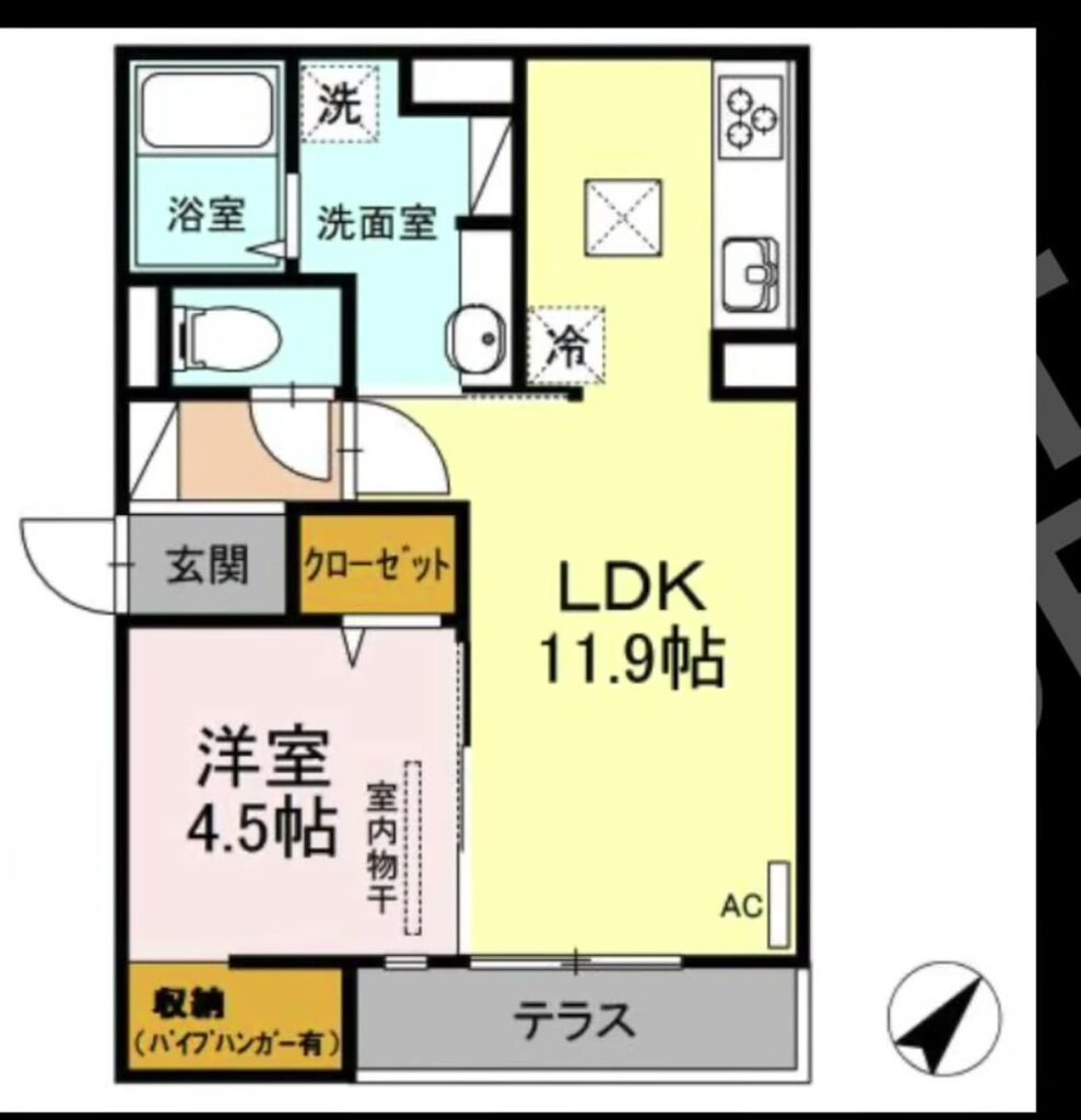 Kanata kogo 1LDKの間取り図