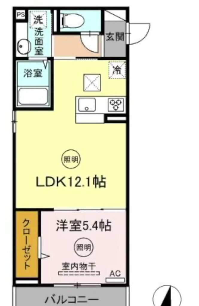 グランシエル下見 1LDKの間取り図