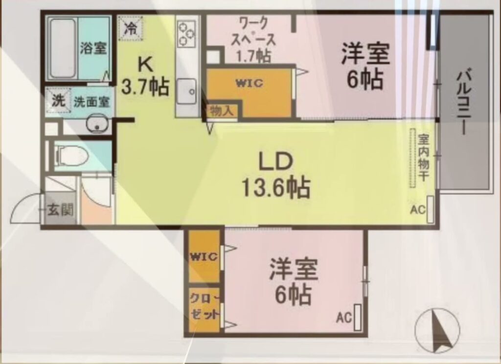 広島市東区矢賀の2LDK 2LDKの間取り図