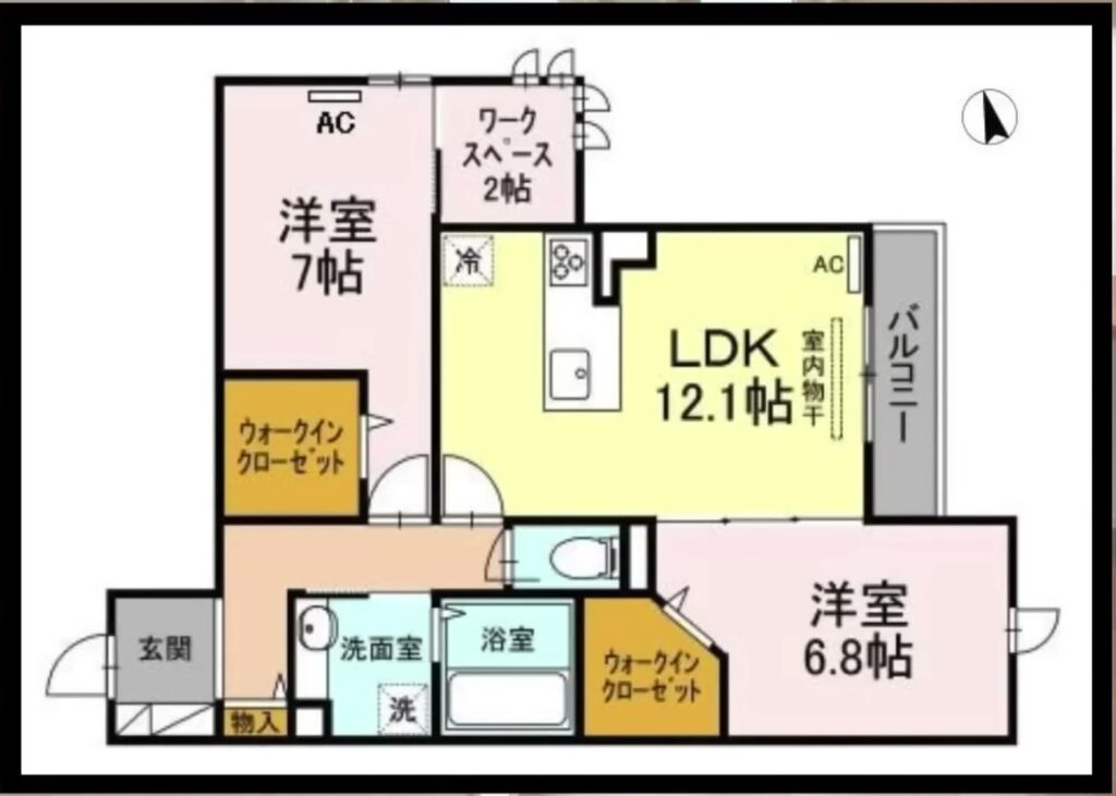 2LDKの間取り図